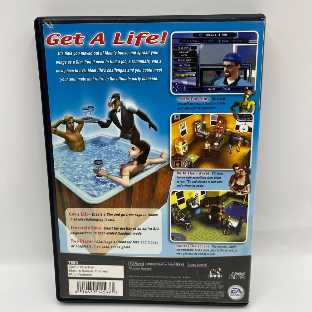The Sims Video Game (Sony Playstation 2) Complete With Manual